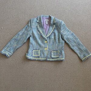 Chadwick's Women's Blue, Purple, Yellow Tweed Blazer Size 16 NWOT